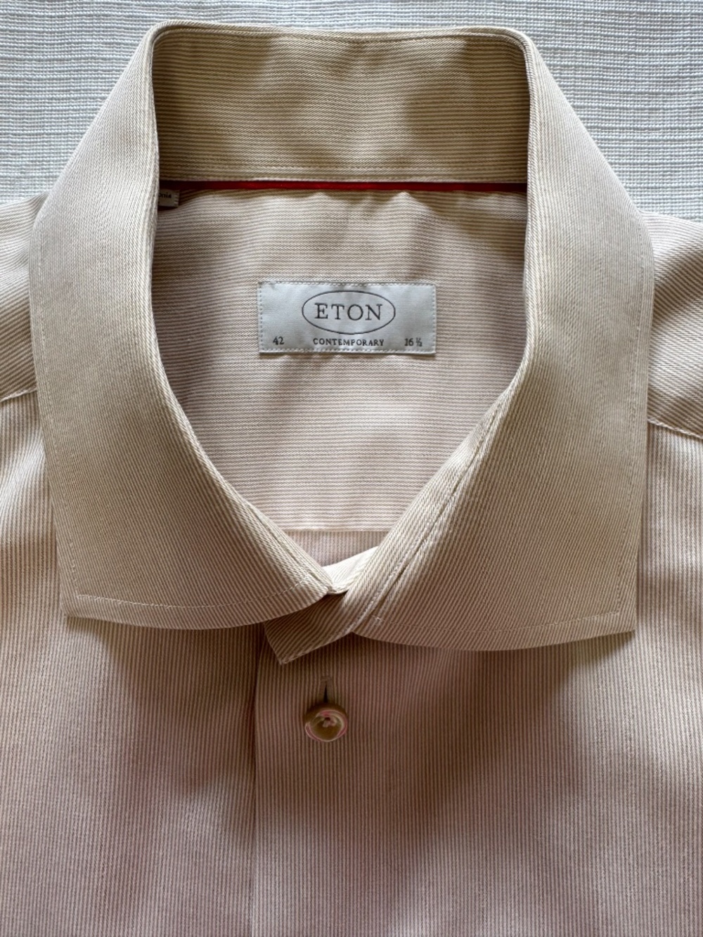 Eton Men's Cream Striped Dress Shirt 16:5